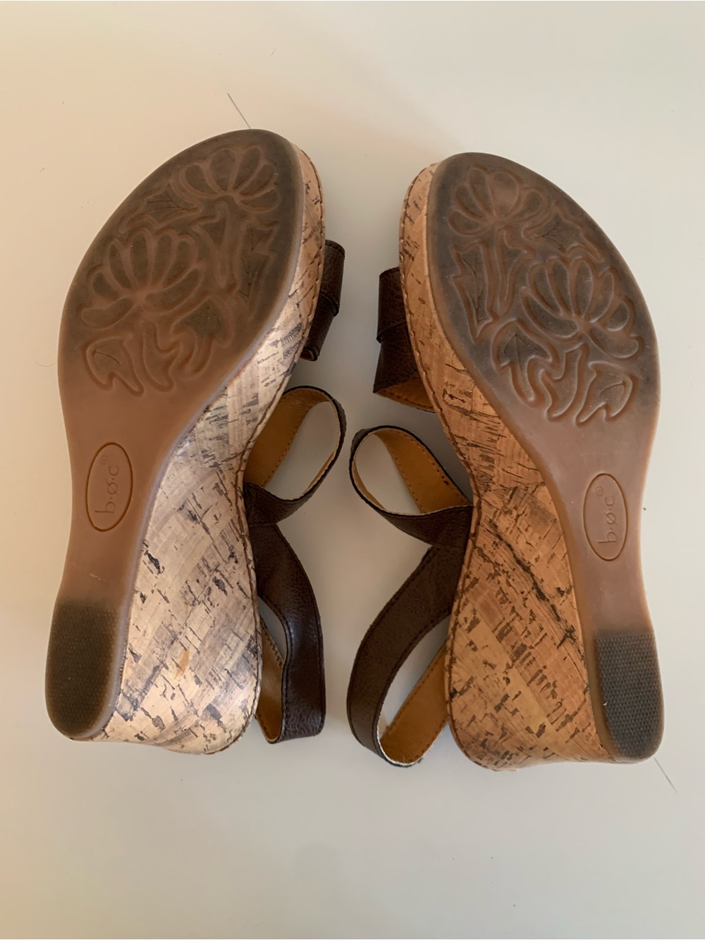 b.o.c. Brown Leather Cork Wedge Sandals - Picture 6 of 6